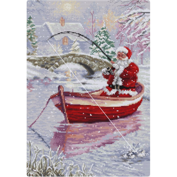 (image for) Santa Fishing Counted Cross Stitch Kit